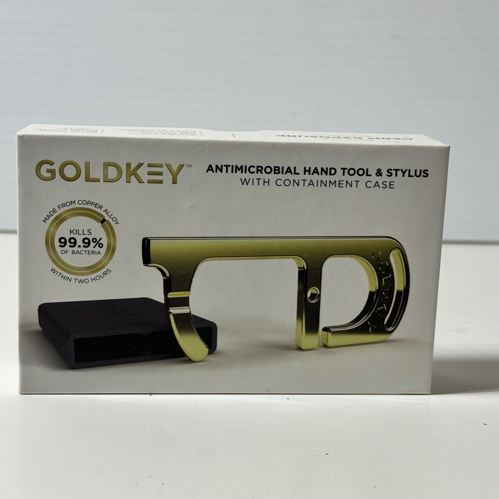 GoldKey Antimicrobial Hand Tool & Stylus Copper Alloy Touchless Key Gold GOLDKEY